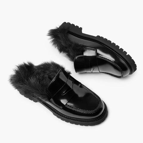 Penny Mule | Black Shearling