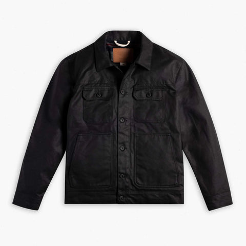 Waxed Trucker Jacket | Black