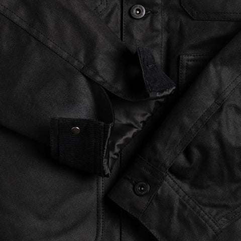Waxed Trucker Jacket | Black