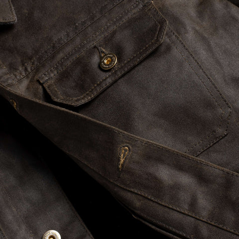 Waxed Trucker Jacket | Dark Olive